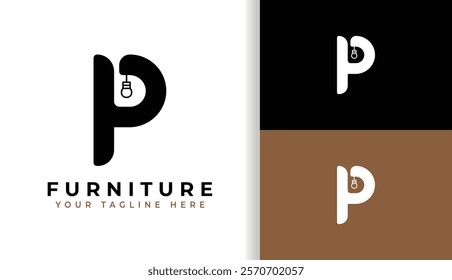 Initial P with Lamp Logo for Furniture