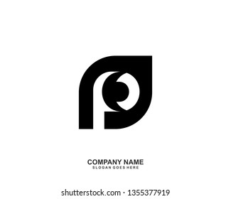 Initial P with leaf and black color vector