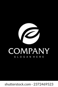  initial p leaf circle vector logo design