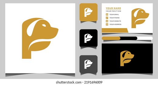 initial P Letter Logo Design Dog Monogram Icon Vector Template. logo dog and business card template Premium Vector