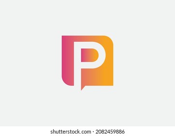 Initial p letter square icon