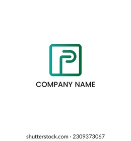 Initial P Letter Square Logo Design