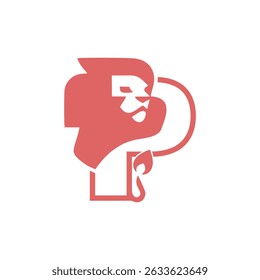 Initial P Lion Head Elegant logo icon vector design