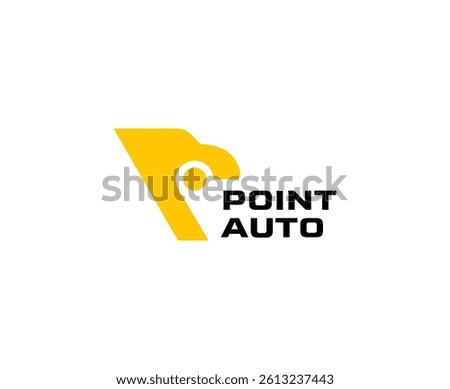 Initial P location icon with car vector logo design. Fonts for automotive, vechile, logo, transportation, monogram and race. Alphabet label symbol for branding and identity