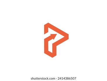 Initial P logo with up arrow combination in blue color, Profit logo design, P logo, Letter P and arrows, Letter P and diagram logo design vector template,