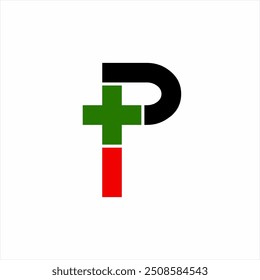 Initial P logo design with positive and negative symbols. Can be used for health and electrical logos.