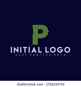 Initial P Logo Font  Fingerprint Logo Design Template