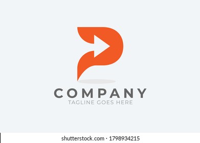 Initial  P Logo. letter p with with arrow inside, Usable for Business and logistic Logos, Flat Vector Logo Design Template, vector illustration