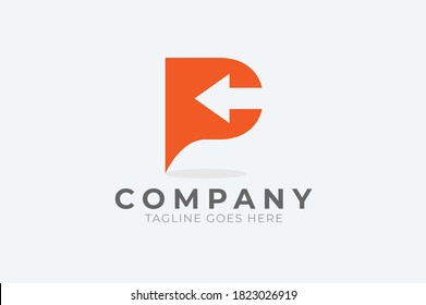 Initial P Logo. letter p with with arrow inside, Usable for Business and logistic Logos, Flat Vector Logo Design Template, vector illustration	