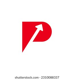 Initial P Logo. letter p with with arrow for Business and logistic Logos, Flat Vector Logo Design Template, vector illustration