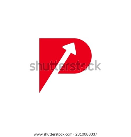 Initial P Logo. letter p with with arrow for Business and logistic Logos, Flat Vector Logo Design Template, vector illustration