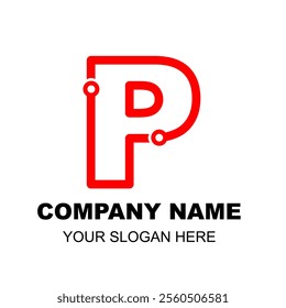 Initial P Logo. Modern P letter. Creative letter P monoline logo design vector template. Logotype for technology bussiness or tech club for research education