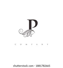 logotipo P inicial con adorno