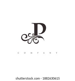 initial P logo with ornament
