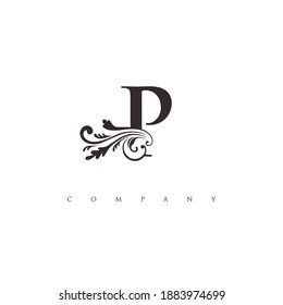 initial P logo with ornament