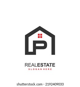 Initial P  logo with real estate concept