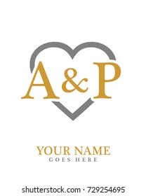 Initial A & P with love background logo template vector