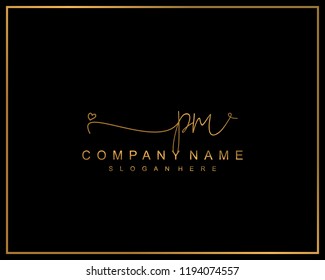 Initial P M handwriting logo template vector