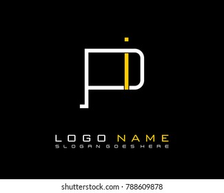 Initial P & I minimalist logo template vector