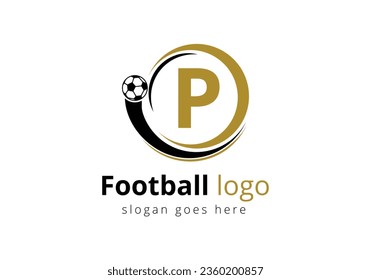 Initial P monogram alphabet with Football Logo Design Vector Template. Football Club Symbol. business, and company identity.