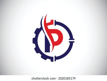 Initial P Monogram Alphabet With Gear Pipe And Flame. Oil And Gas Logo Concept. Font Emblem. Modern Vector Logo For Petroleum Business And Company Identity