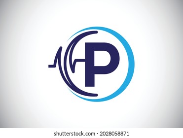 Initial P monogram alphabet with health Pulse. Heartbeat logo icon design vector. Font emblem. Logo for medical or health business, and company identity