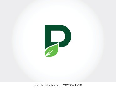 Initial P monogram alphabet with leaves. Green, eco-friendly logo concept. Modern vector logo for ecological business and company identity