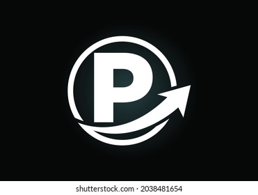 Initial P monogram alphabet symbol design incorporated with the arrow. Financial or success logo concept. Font emblem. Logo for business and company identity