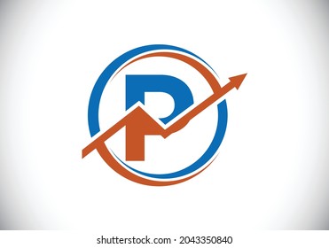 Initial P monogram alphabet symbol design incorporated with the arrow. Financial or success logo concept. Font emblem. Logo for accounting business and company identity