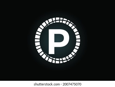 Initial P monogram letter alphabet in an abstract sunburst circle. Font emblem. Sunburst icon sign symbol. Modern vector logo design for business and company identity.