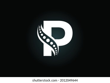 Initial P monogram letter alphabet with chiropractic spine logo. Spinal care icon. Font emblem. Modern logotype for orthopedic business and company identity.