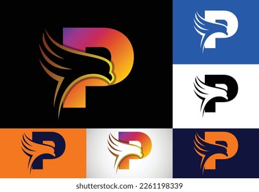 Initial P monogram letter with Eagle head negative space symbol. Creative Eagle head logo design