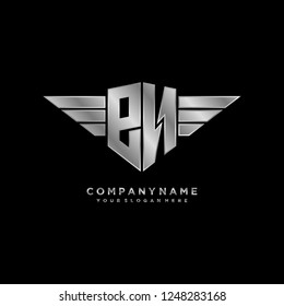 Initial P N wing logo template vector