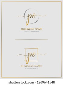 Initial P O PO handwriting logo vector. Letter handwritten logo template.