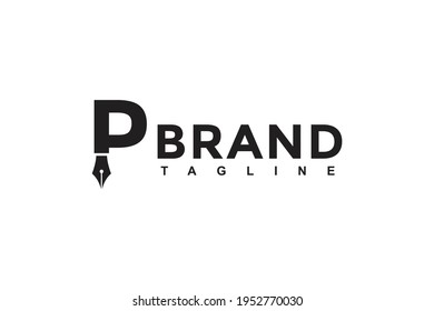 initial P pen ink logo	