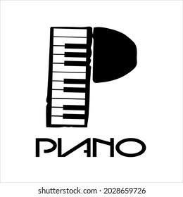 Initial P with Piano Keys as negative space logo design