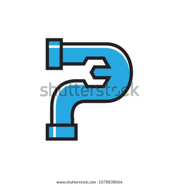 Initial P Plumbing Service Logo Icon Stock Vector (Royalty Free) 1078838066