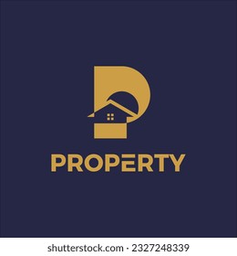 Initial P property with sun logo vector