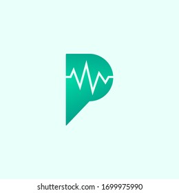 Initial P For Pulse Logo Design