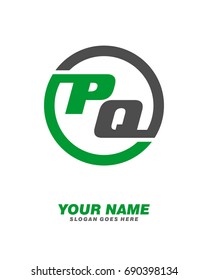 Initial P Q circle logo template vector