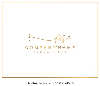 Initial P Q handwriting logo template vector