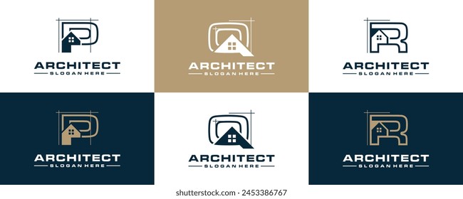 Initial P, Q, R Abstract Architecture logo icon vector design