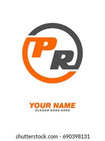 Initial P R circle logo template vector