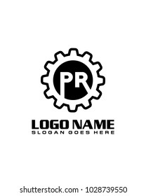 Initial P & R gear logo template vector
