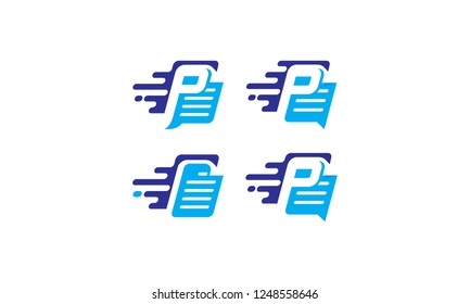initial P sheet paper vector logo