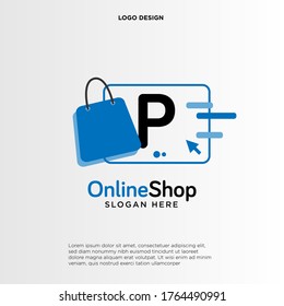 Initial P Shop Logo designs Template. Illustration vector graphic of letter P and shop bag combination logo design concept. Perfect for Ecommerce,sale, discount or store web element. Company emblem
