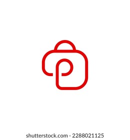 Initial p Shop Logo designs Template. Illustration vector graphic of letter and shop bag combination logo design concept. Perfect for Ecommerce,sale, discount or store web element. Company emblem
