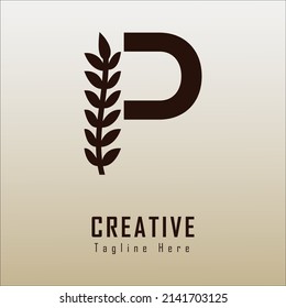 initial P simple ornament monogram logo