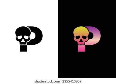 Initial P Skull Logo Design. Letter P Skull Logo or icon template design.