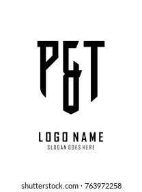Initial P & T abstract shield logo template vector